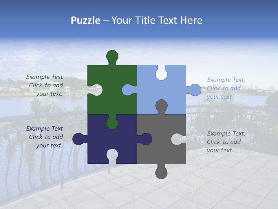 A Balcony Overlooking A Body Of Water With Palm Trees PowerPoint Template