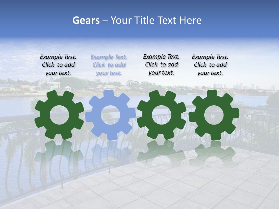 A Balcony Overlooking A Body Of Water With Palm Trees PowerPoint Template