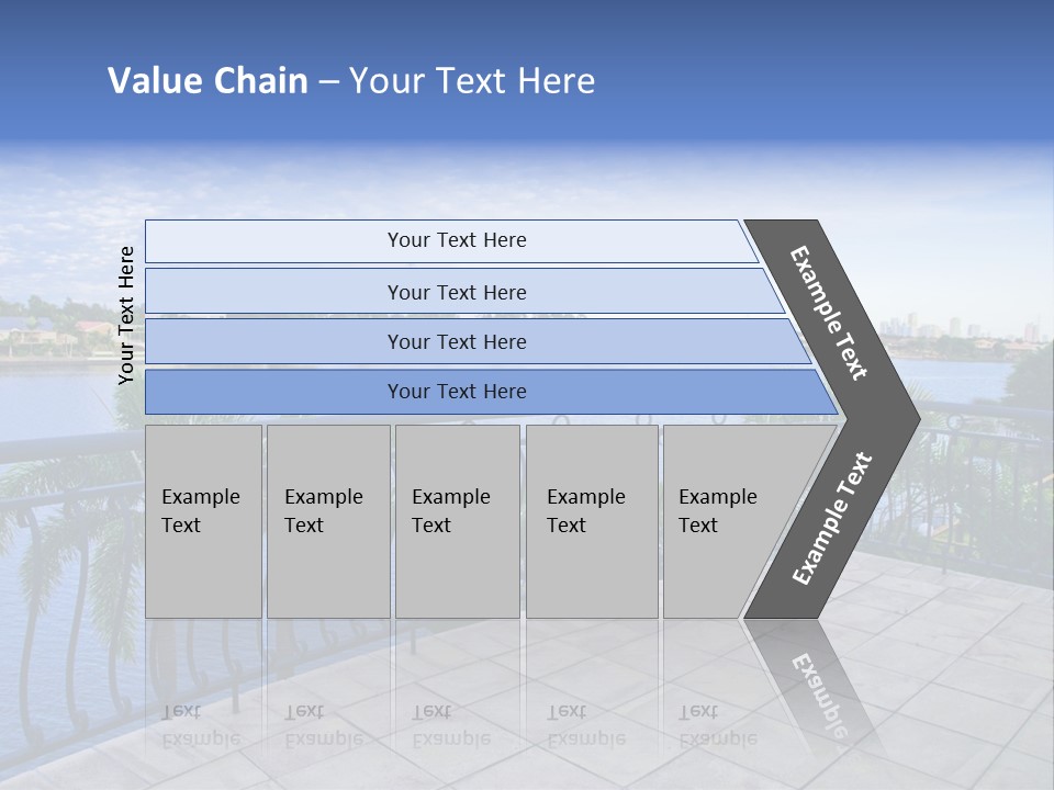 A Balcony Overlooking A Body Of Water With Palm Trees PowerPoint Template