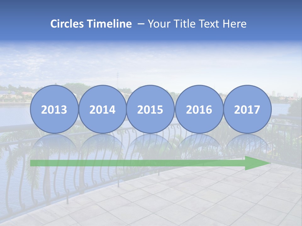 A Balcony Overlooking A Body Of Water With Palm Trees PowerPoint Template