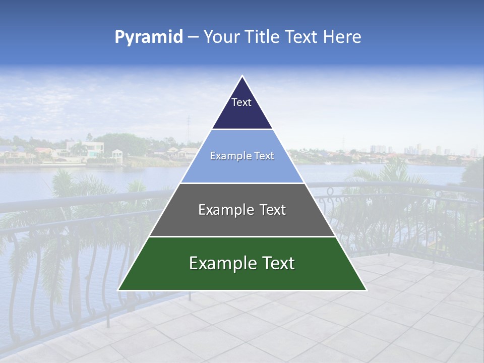 A Balcony Overlooking A Body Of Water With Palm Trees PowerPoint Template