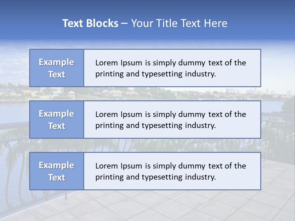 A Balcony Overlooking A Body Of Water With Palm Trees PowerPoint Template