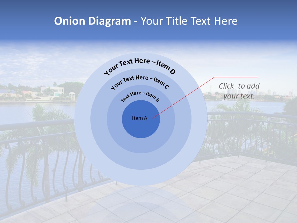 A Balcony Overlooking A Body Of Water With Palm Trees PowerPoint Template