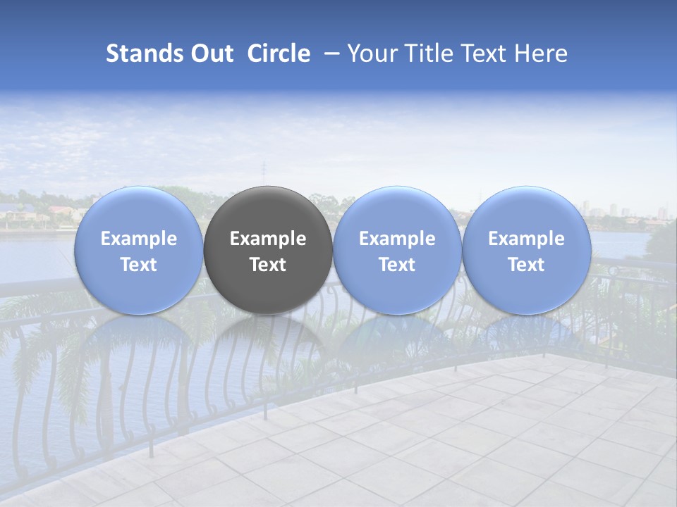 A Balcony Overlooking A Body Of Water With Palm Trees PowerPoint Template