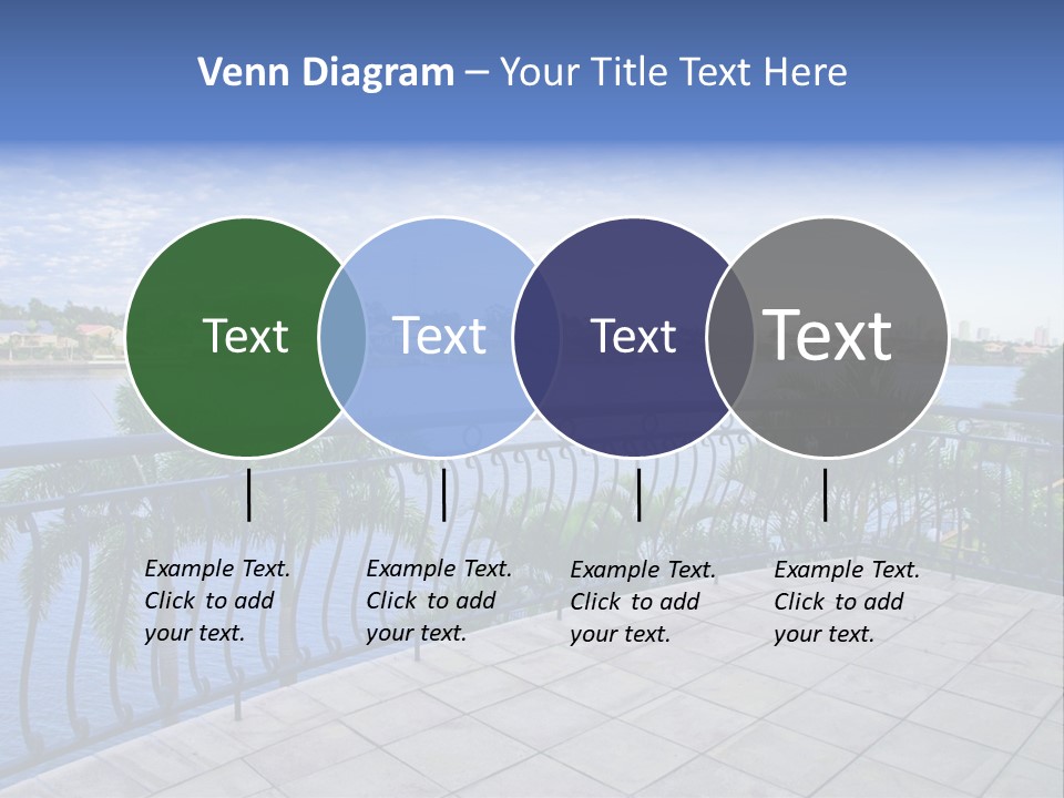 A Balcony Overlooking A Body Of Water With Palm Trees PowerPoint Template