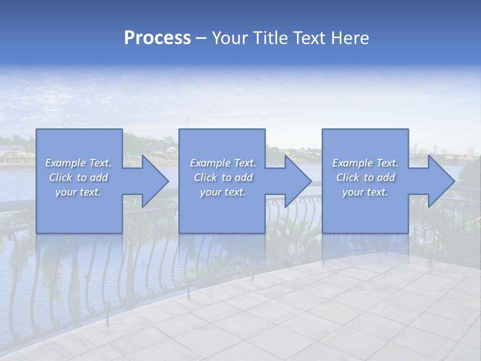 A Balcony Overlooking A Body Of Water With Palm Trees PowerPoint Template