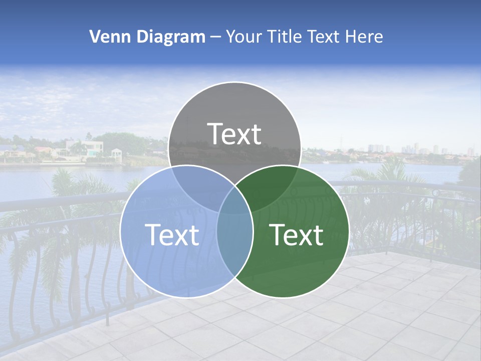 A Balcony Overlooking A Body Of Water With Palm Trees PowerPoint Template