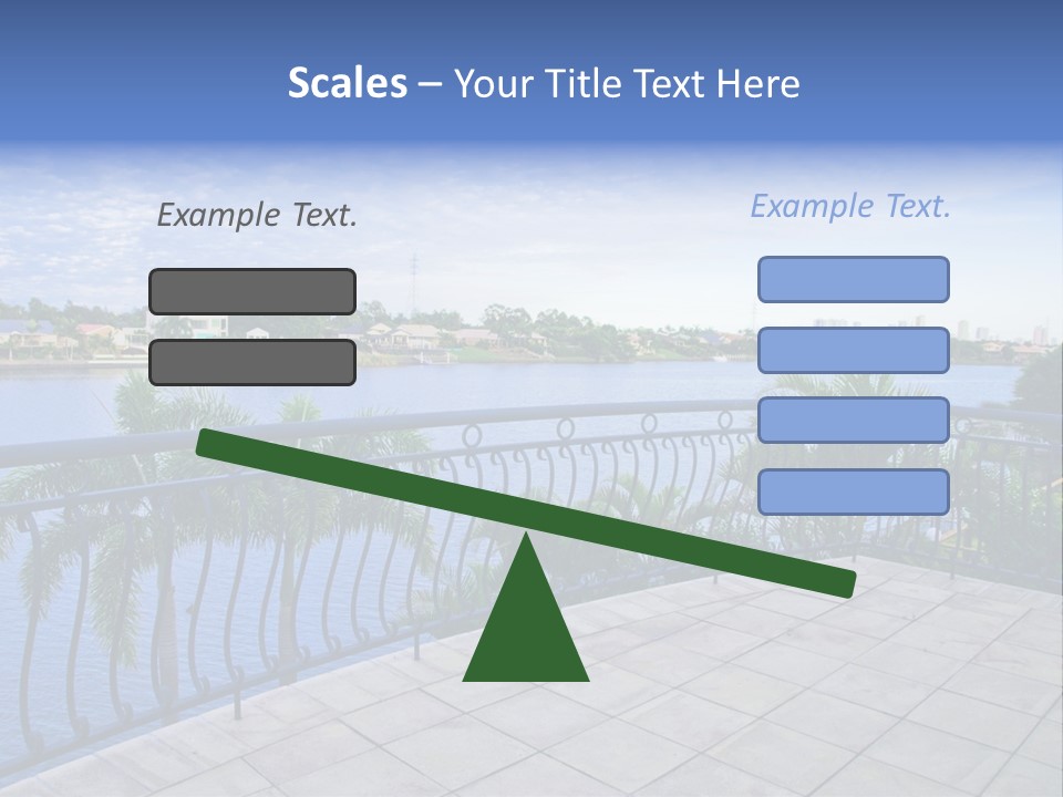 A Balcony Overlooking A Body Of Water With Palm Trees PowerPoint Template
