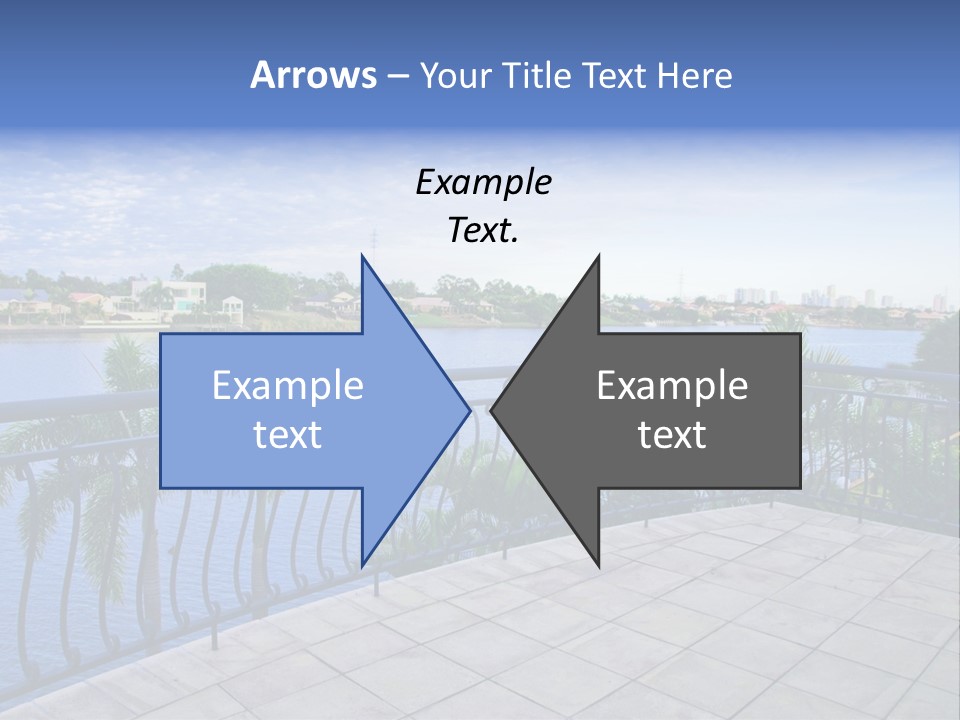 A Balcony Overlooking A Body Of Water With Palm Trees PowerPoint Template