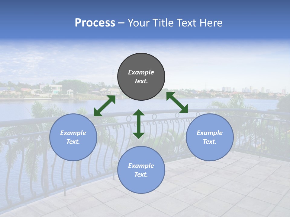 A Balcony Overlooking A Body Of Water With Palm Trees PowerPoint Template