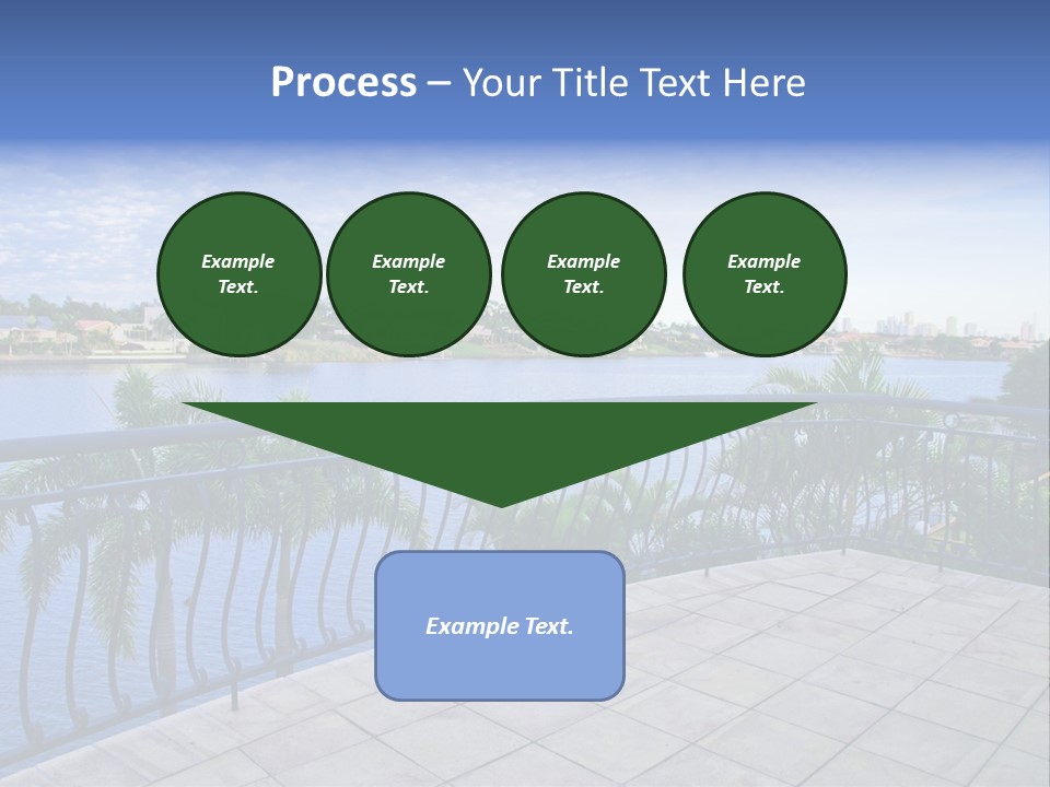 A Balcony Overlooking A Body Of Water With Palm Trees PowerPoint Template
