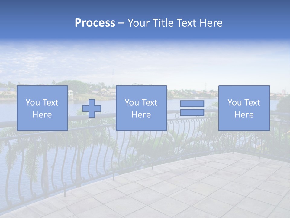 A Balcony Overlooking A Body Of Water With Palm Trees PowerPoint Template