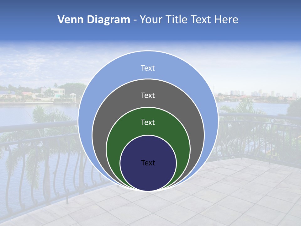 A Balcony Overlooking A Body Of Water With Palm Trees PowerPoint Template