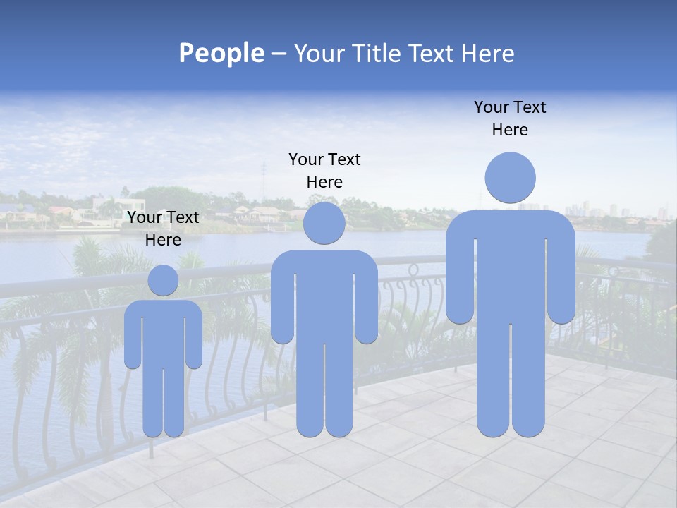 A Balcony Overlooking A Body Of Water With Palm Trees PowerPoint Template