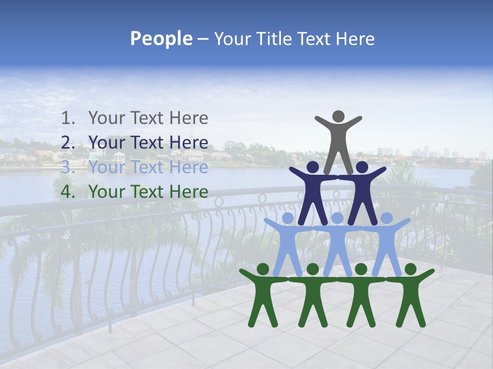 A Balcony Overlooking A Body Of Water With Palm Trees PowerPoint Template