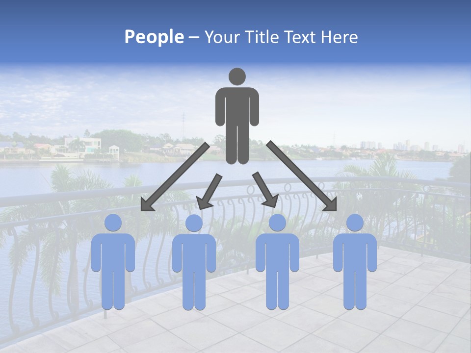 A Balcony Overlooking A Body Of Water With Palm Trees PowerPoint Template