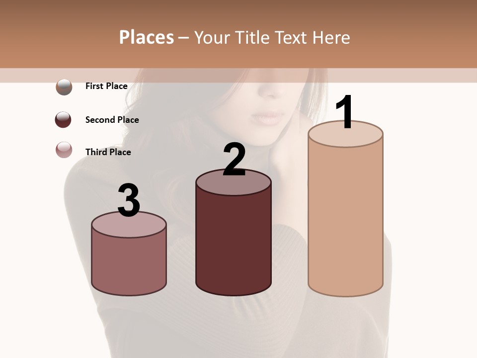 A Woman In A Brown Sweater Is Holding Her Head PowerPoint Template