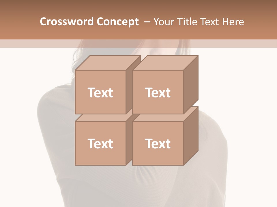 A Woman In A Brown Sweater Is Holding Her Head PowerPoint Template