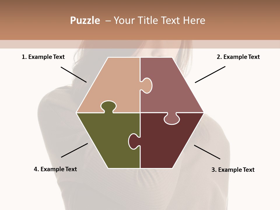 A Woman In A Brown Sweater Is Holding Her Head PowerPoint Template