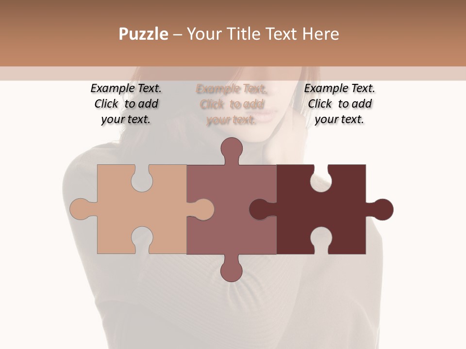 A Woman In A Brown Sweater Is Holding Her Head PowerPoint Template