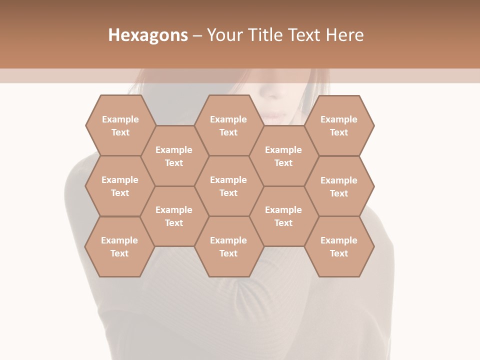 A Woman In A Brown Sweater Is Holding Her Head PowerPoint Template
