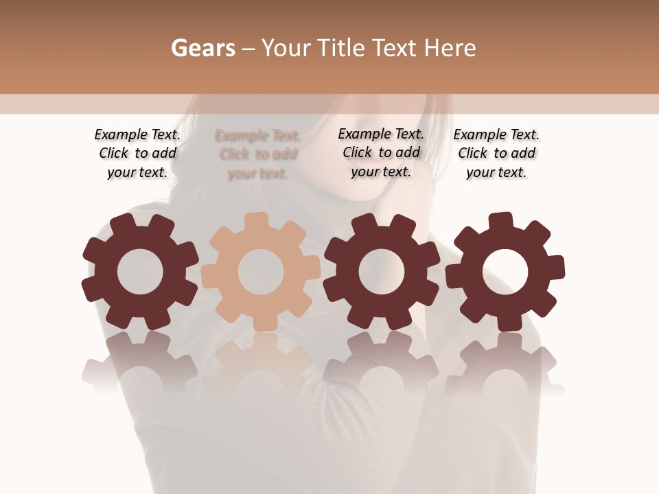 A Woman In A Brown Sweater Is Holding Her Head PowerPoint Template