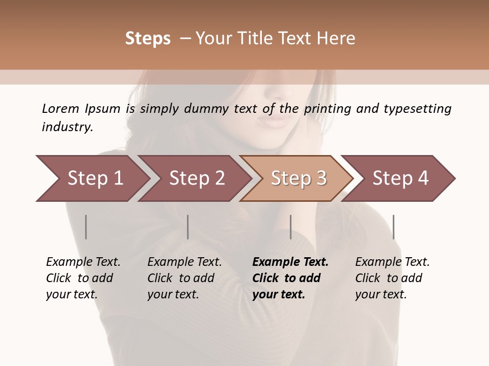 A Woman In A Brown Sweater Is Holding Her Head PowerPoint Template