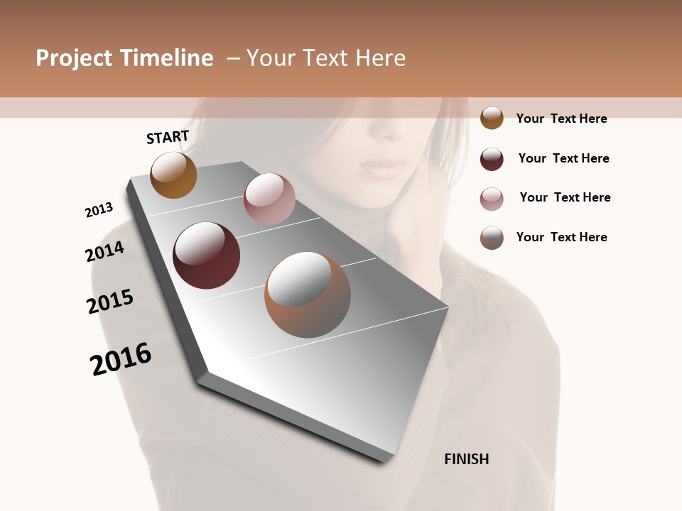 A Woman In A Brown Sweater Is Holding Her Head PowerPoint Template