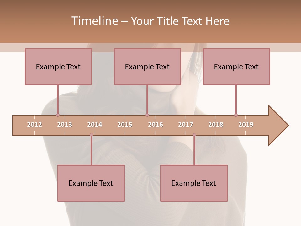 A Woman In A Brown Sweater Is Holding Her Head PowerPoint Template