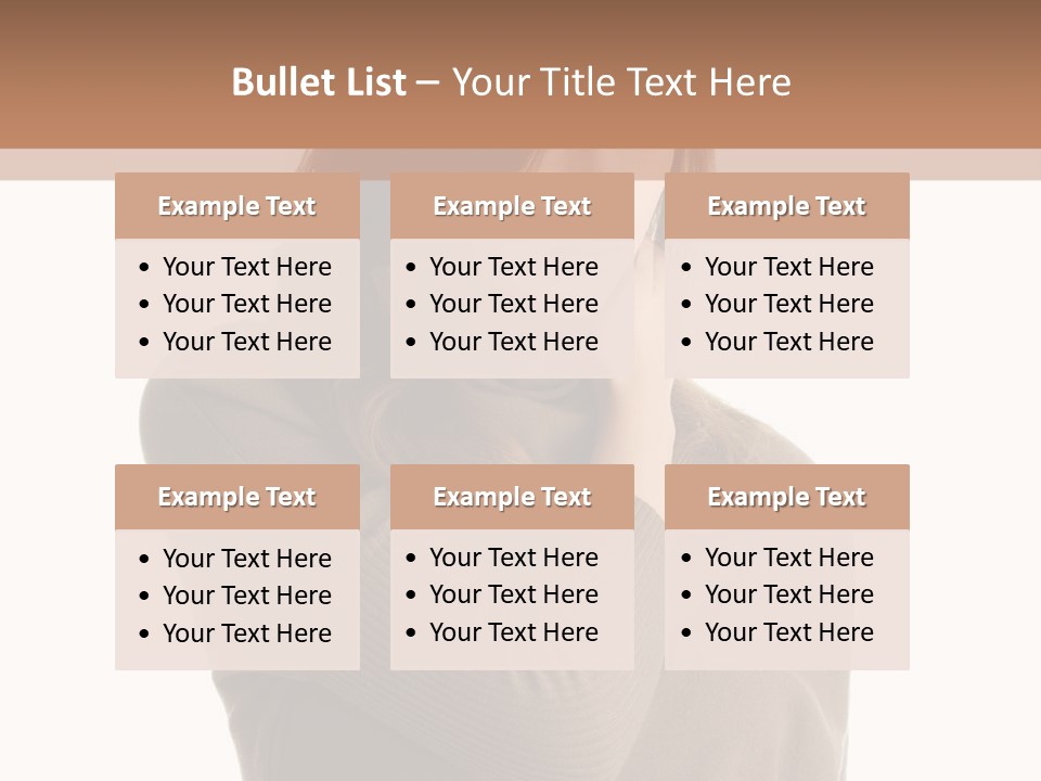 A Woman In A Brown Sweater Is Holding Her Head PowerPoint Template