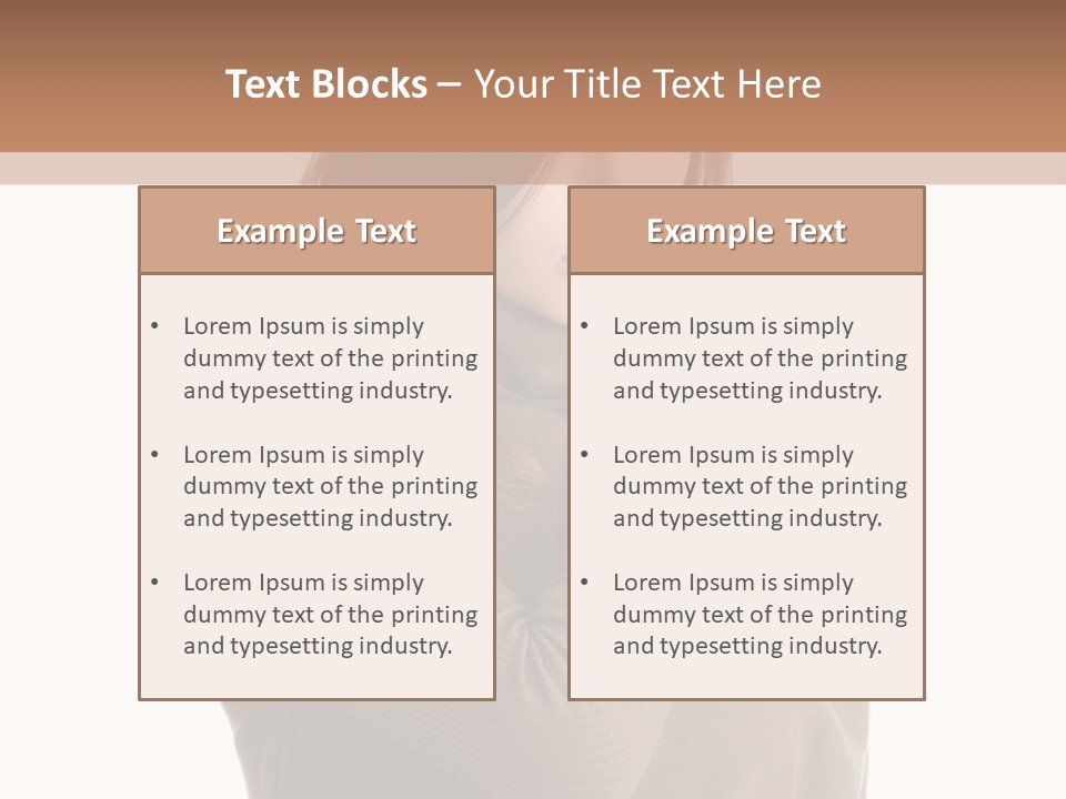 A Woman In A Brown Sweater Is Holding Her Head PowerPoint Template