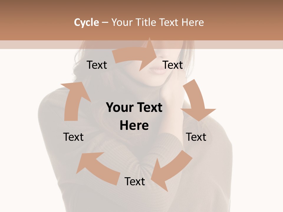 A Woman In A Brown Sweater Is Holding Her Head PowerPoint Template
