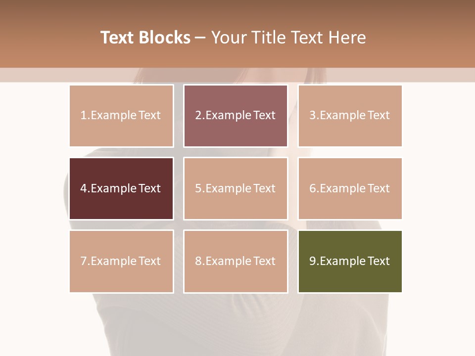 A Woman In A Brown Sweater Is Holding Her Head PowerPoint Template