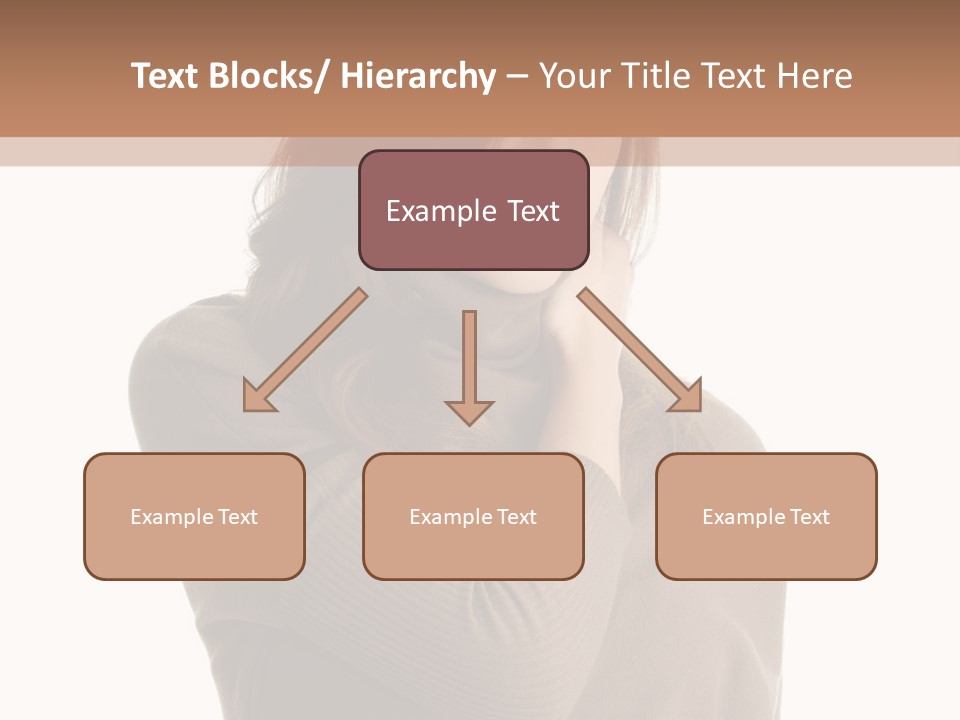 A Woman In A Brown Sweater Is Holding Her Head PowerPoint Template