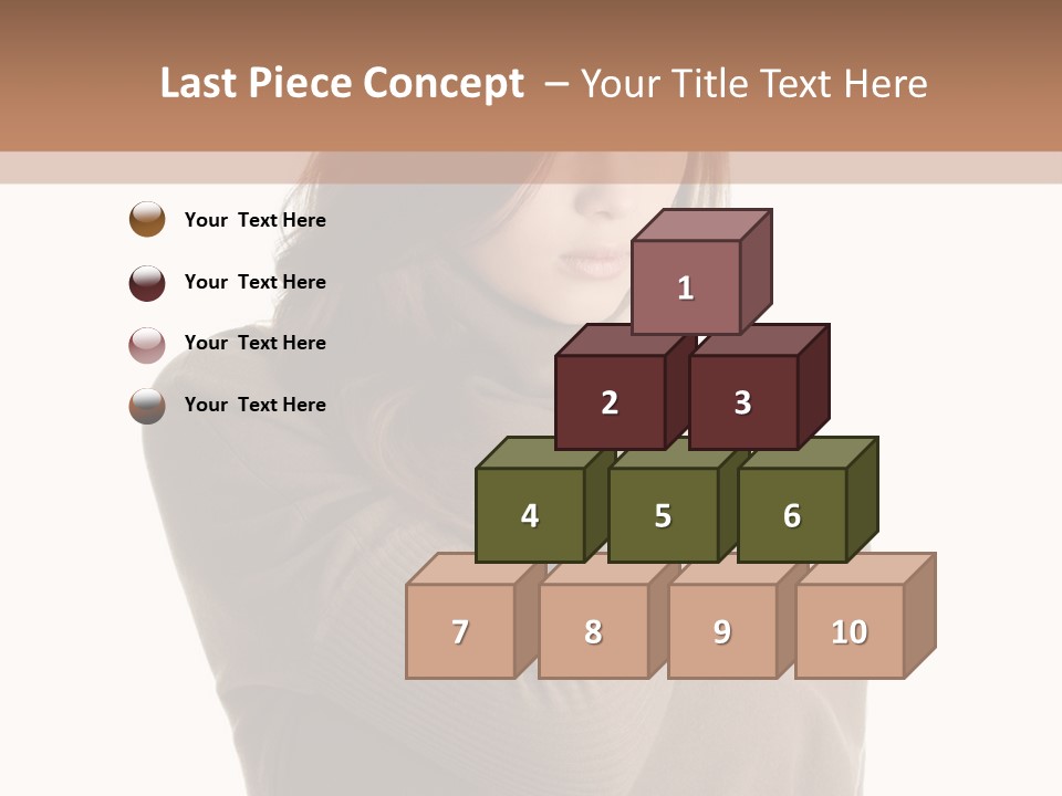 A Woman In A Brown Sweater Is Holding Her Head PowerPoint Template