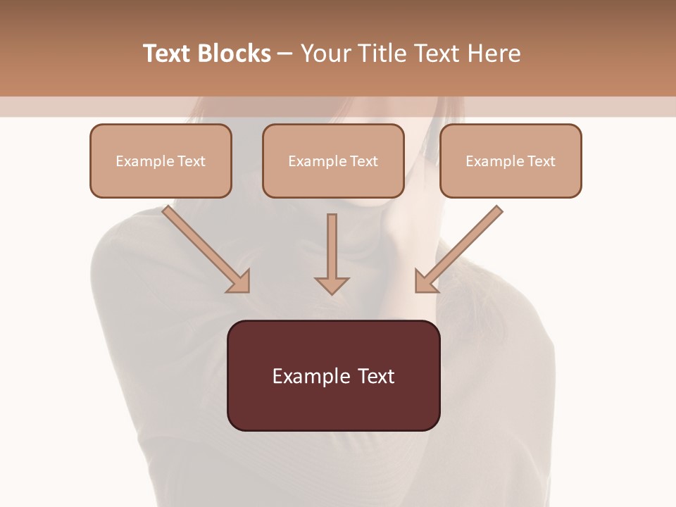 A Woman In A Brown Sweater Is Holding Her Head PowerPoint Template