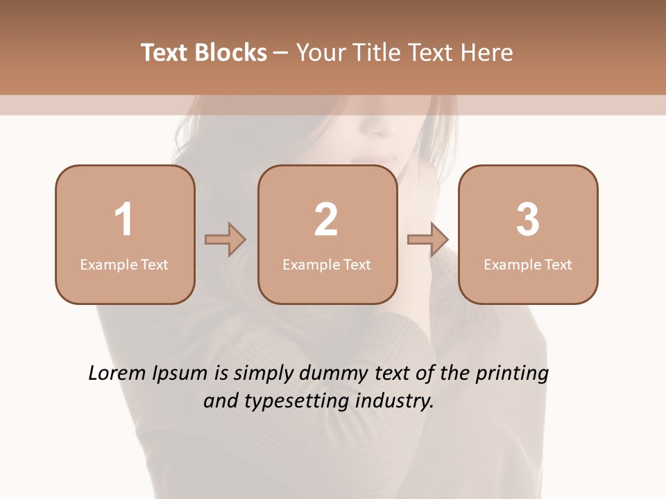 A Woman In A Brown Sweater Is Holding Her Head PowerPoint Template