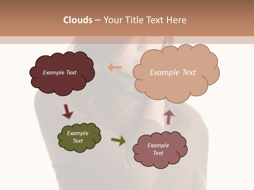 A Woman In A Brown Sweater Is Holding Her Head PowerPoint Template