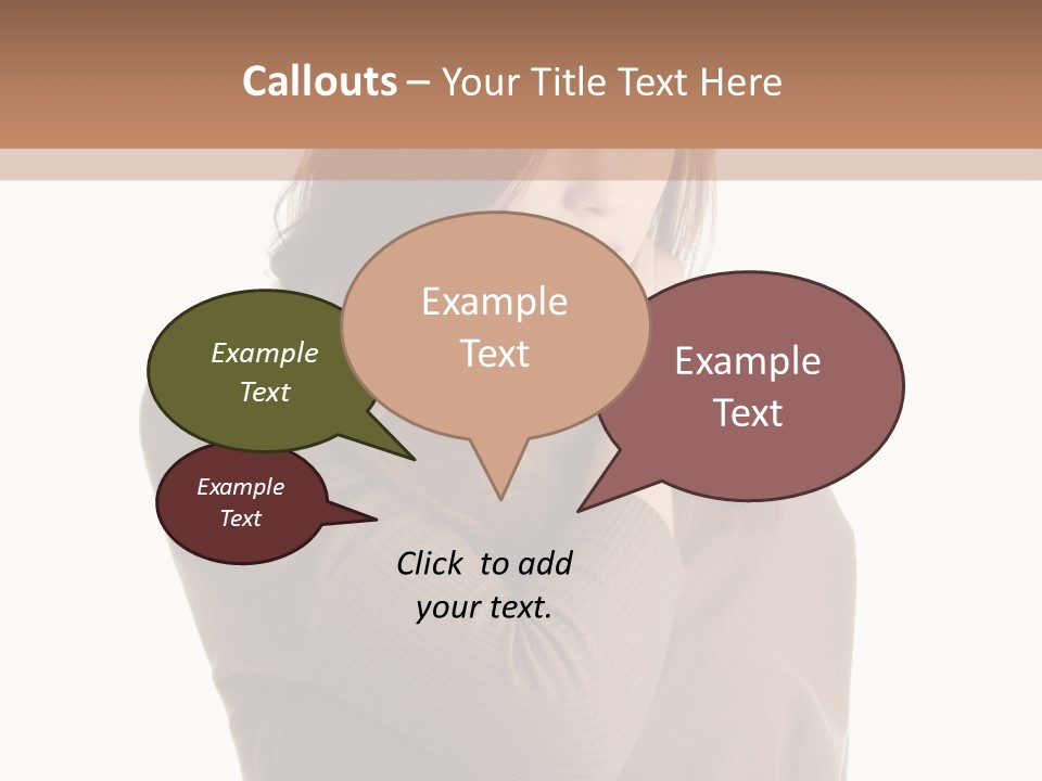 A Woman In A Brown Sweater Is Holding Her Head PowerPoint Template
