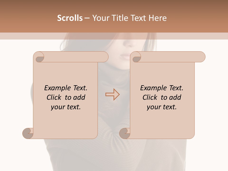A Woman In A Brown Sweater Is Holding Her Head PowerPoint Template