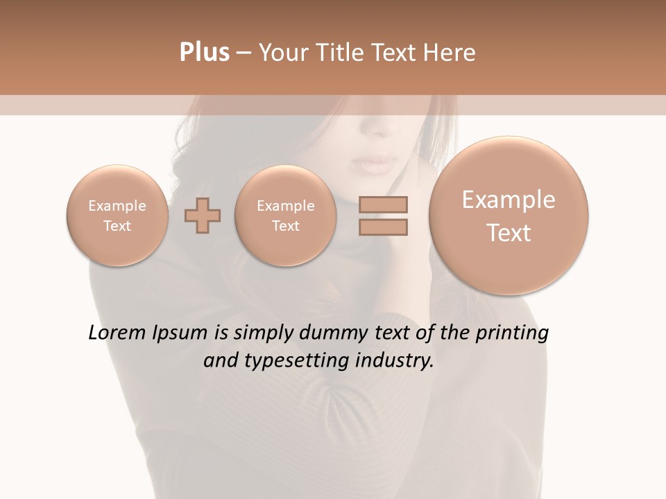 A Woman In A Brown Sweater Is Holding Her Head PowerPoint Template