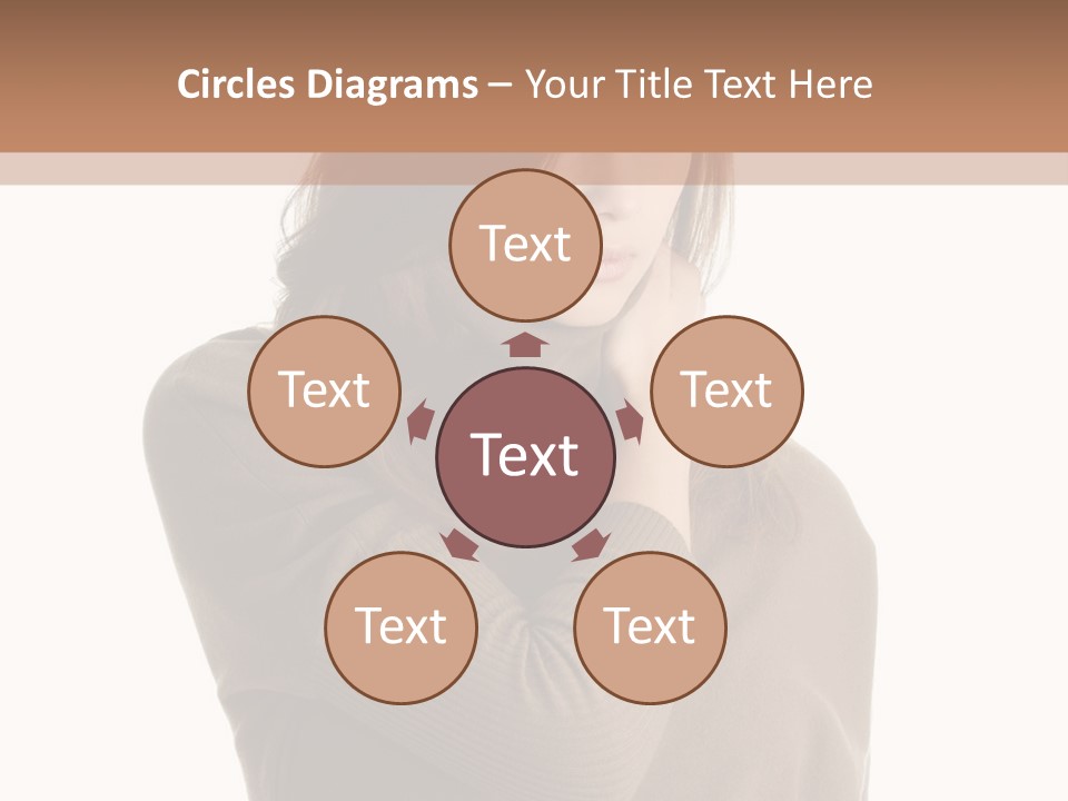 A Woman In A Brown Sweater Is Holding Her Head PowerPoint Template