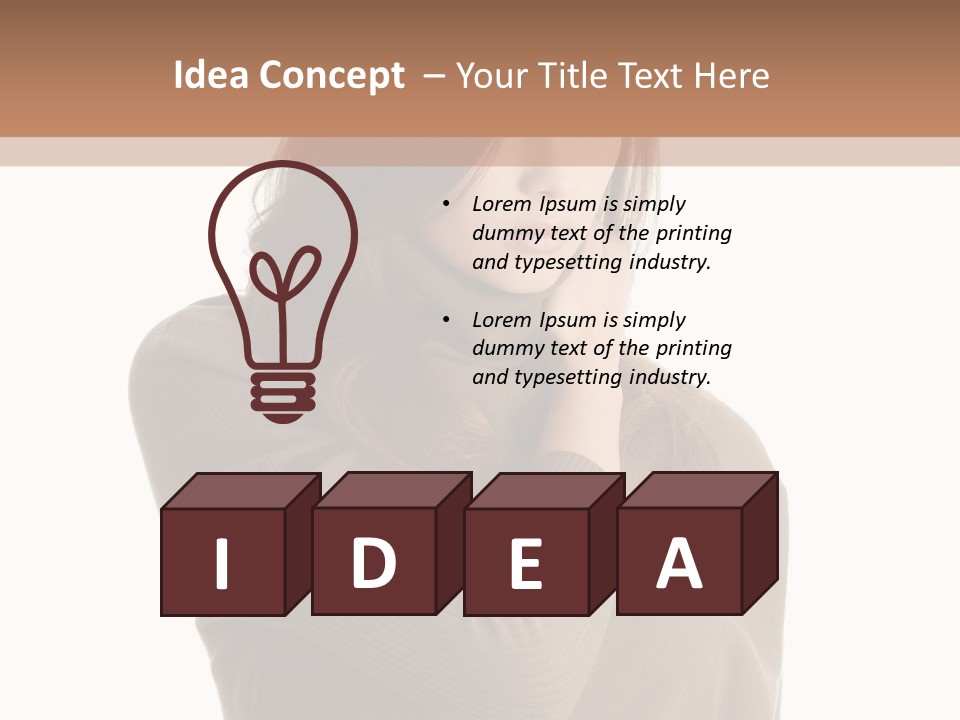 A Woman In A Brown Sweater Is Holding Her Head PowerPoint Template