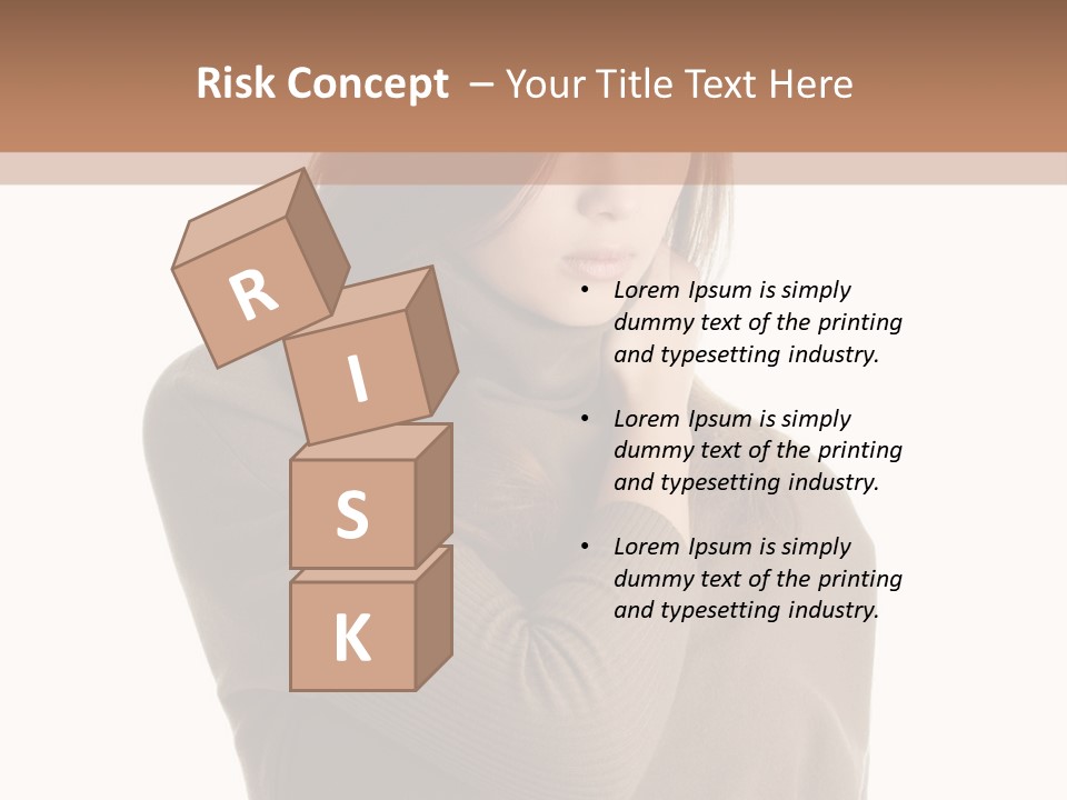 A Woman In A Brown Sweater Is Holding Her Head PowerPoint Template