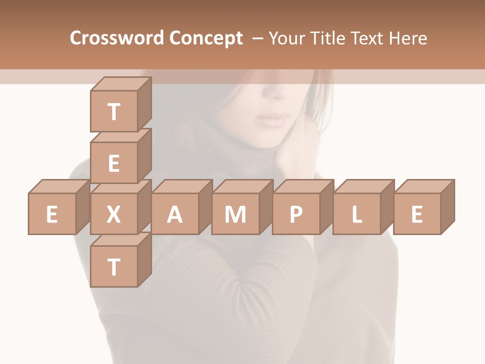 A Woman In A Brown Sweater Is Holding Her Head PowerPoint Template