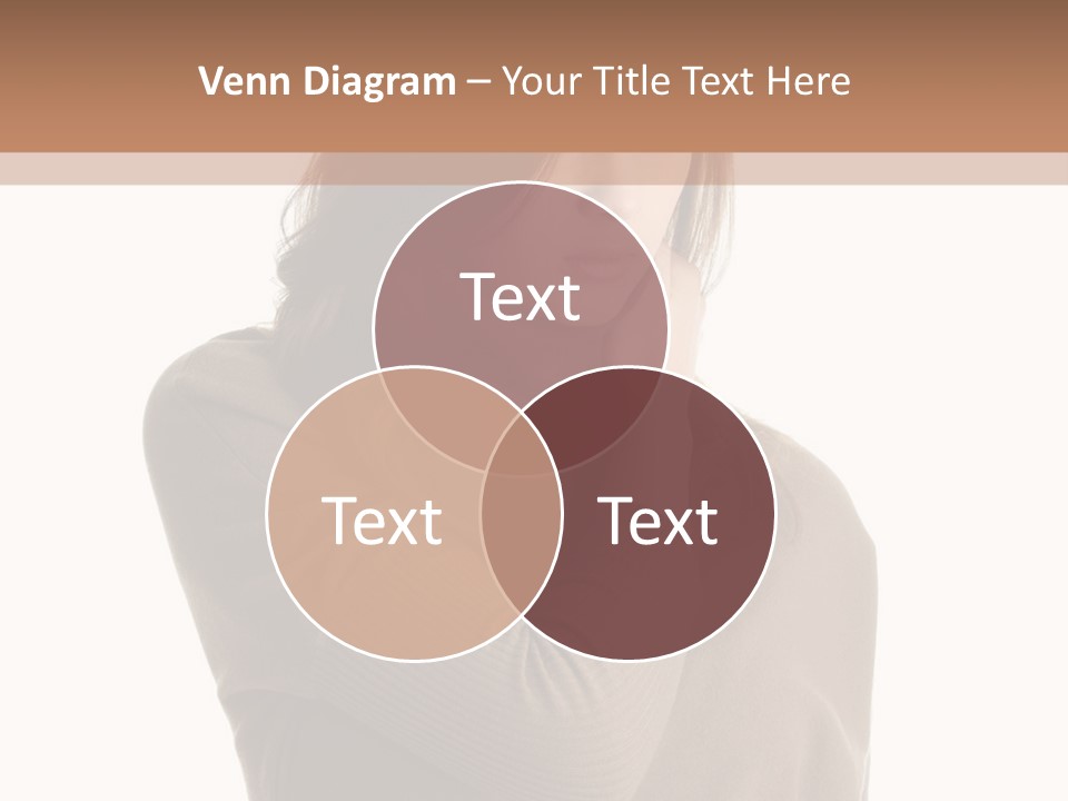 A Woman In A Brown Sweater Is Holding Her Head PowerPoint Template