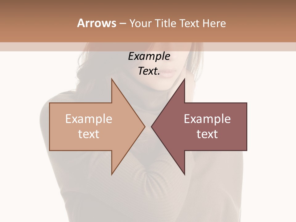 A Woman In A Brown Sweater Is Holding Her Head PowerPoint Template