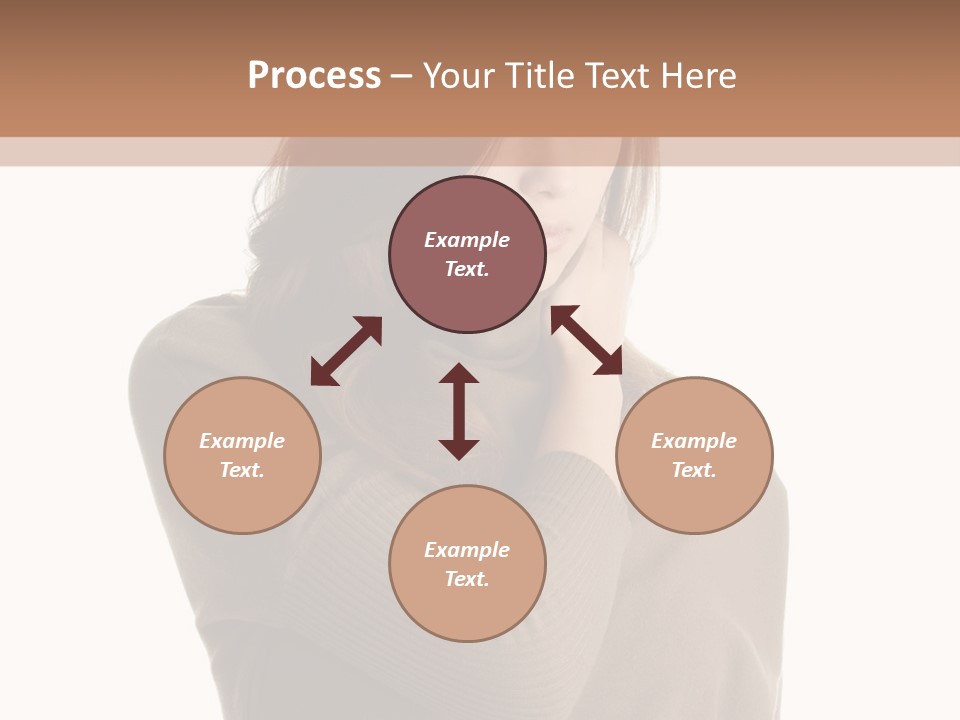 A Woman In A Brown Sweater Is Holding Her Head PowerPoint Template