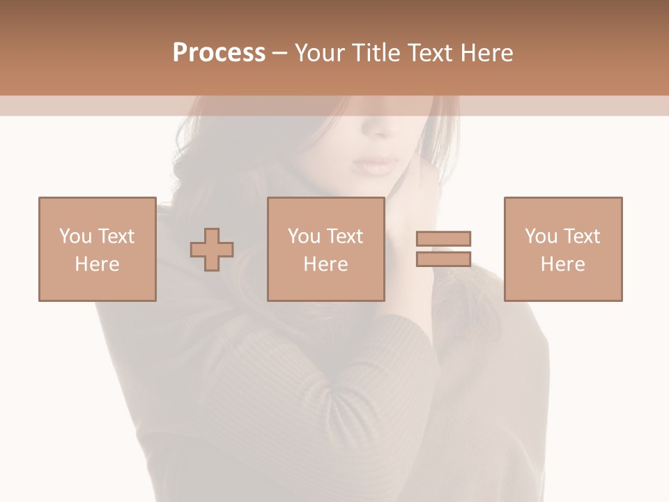 A Woman In A Brown Sweater Is Holding Her Head PowerPoint Template