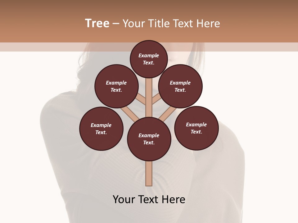 A Woman In A Brown Sweater Is Holding Her Head PowerPoint Template